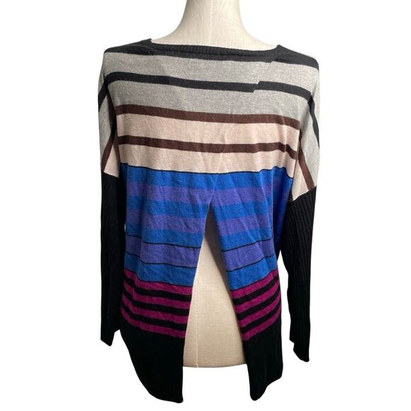 Corey Lynn Calter Womens Open Back Sweater M/L Striped Cotton Cashmere Blend - Picture 2 of 5